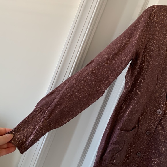 NWT LOFT Gold Sparkle Cardigan Sweater - Picture 5 of 15